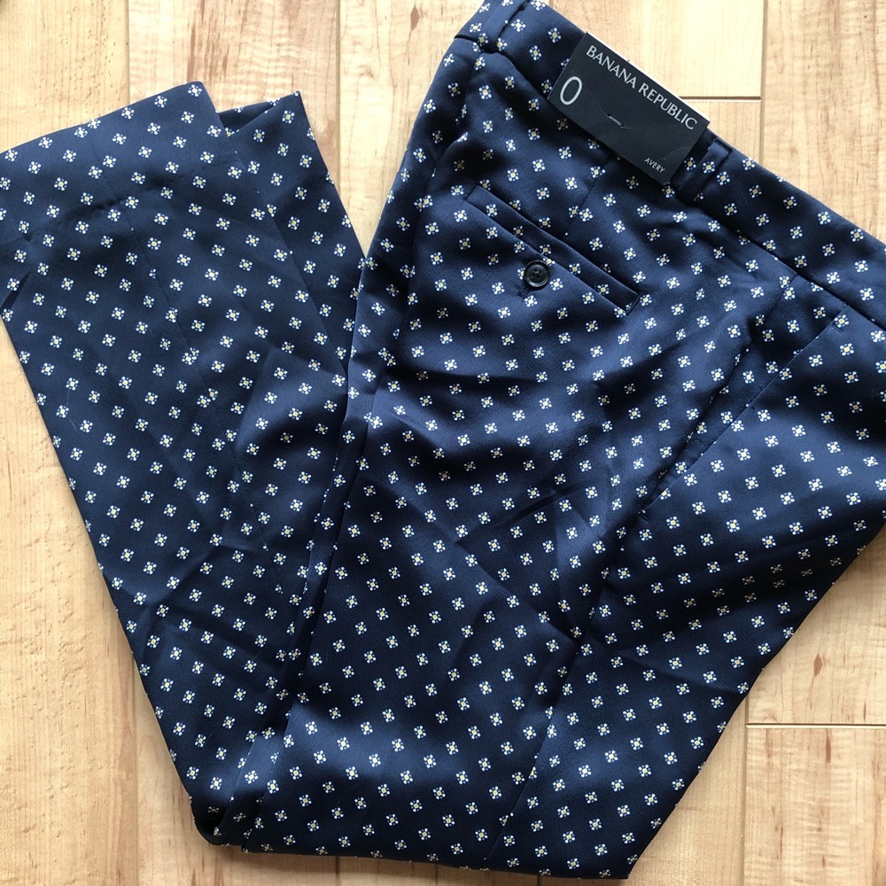 Banana Republic Silky Avery Navy Ankle Pants